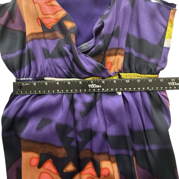 Alice + Olivia Silk Mini Dress Sz M colorful Rave Artsy Club wear Going Out - Picture 5 of 8